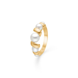 Mads Z Swirl W Pearl ring - 14 kt guld m. kulturperler
