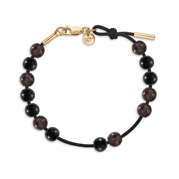 Inner peace balance armbånd - sort snor 18kt rødguld