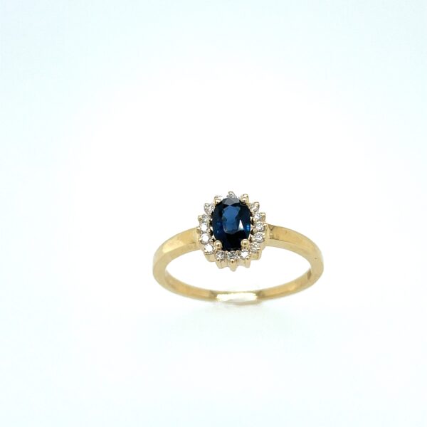14 kt guld ring med safir m. 0.10 ct w/si