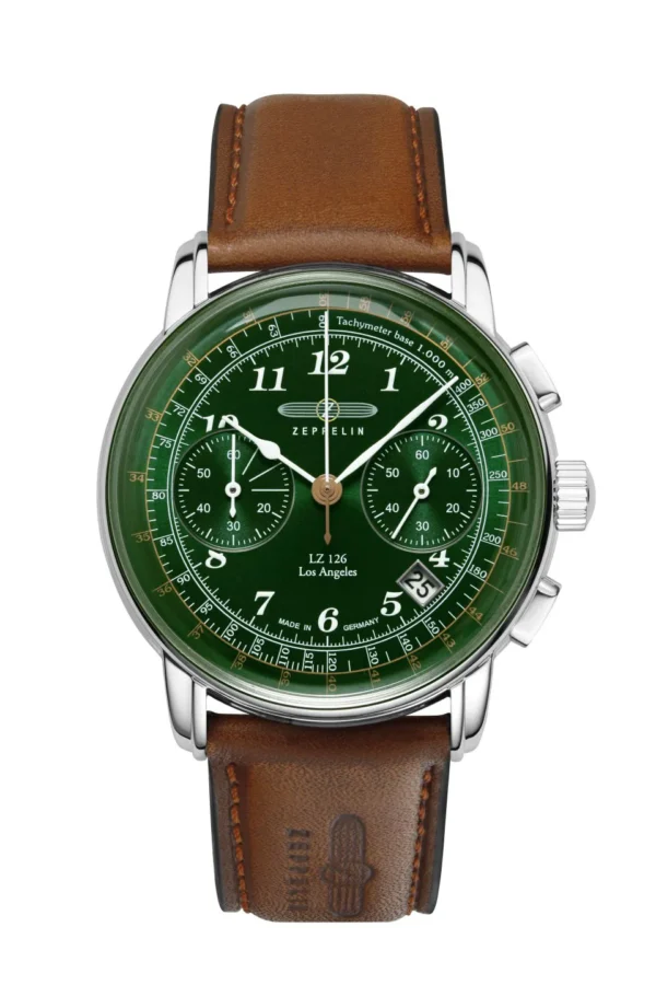 Zeppelin, herreur, chronograf, mineralglas, tachymeter, made in Germany, stål,
