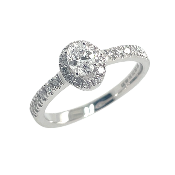 14kt hvidguld ring m. oval 0,30ct w/si + 0,23ct w/si