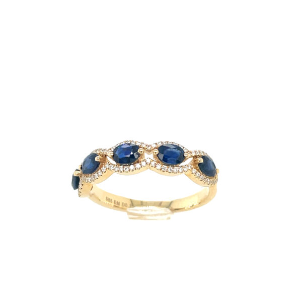 Guld, safir, 14kt, diamant, brillant
