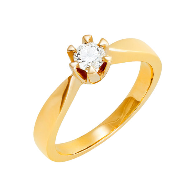 14 kt rødguld solitaire ring