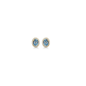 Mads Z Madeleine ørestikker - 14 kt guld m. london blue topas og 0,045 ct w/si