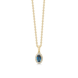 Mads Z Madeleine vedhæng - 14 kt guld m. london blue topas og 0,04 ct w/si