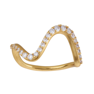 By Biehl wave Sparkle ring large forgyldtsølv