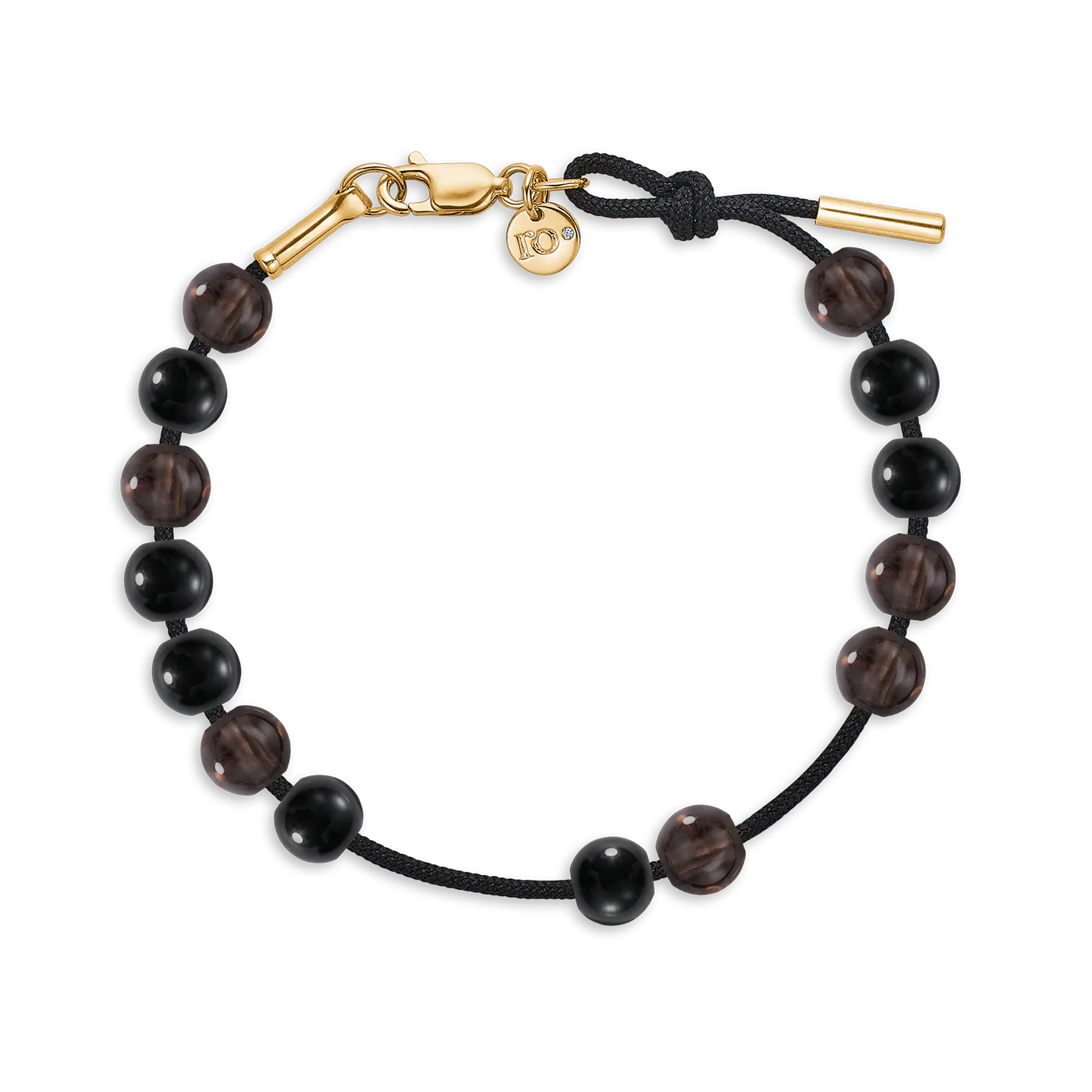 Inner peace balance armbånd – sort snor 18kt rødguld | Guldcentret i