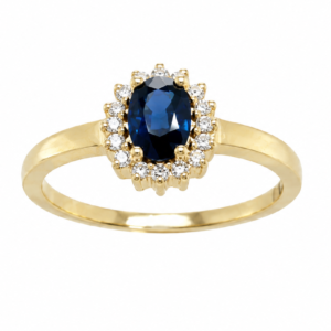 14 kt guld ring med safir m. 0.10 ct w/si