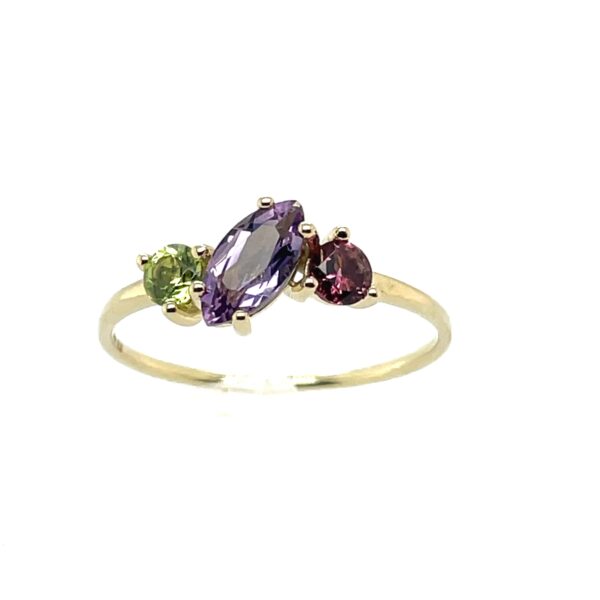 topas, ametyst, citrin, peridot, rhodolit, ring, guld, gaveidé, forkælelse