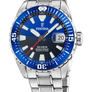 Festina, herreur, safirglas, Diver, 20 ATM, stål