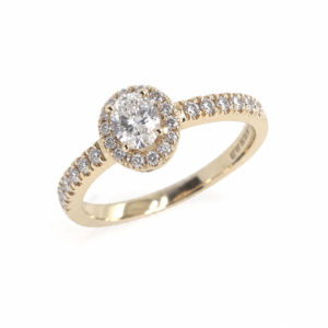 14kt guld ring m. oval 0,30ct w/si + 0,23ct w/si