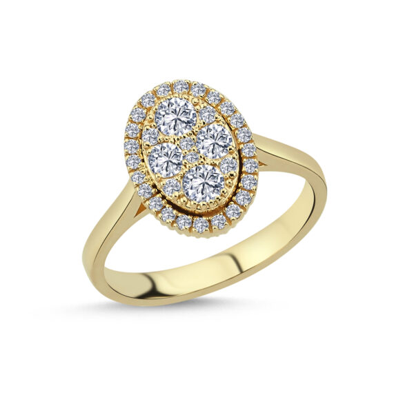 Nuran Posh 14kt guldring med i alt 0,64ct w/si