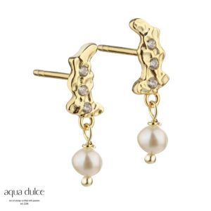 AQUA DULCE PRETTY PEARL ONE ØRERINGE - FORGYLDT SØLV