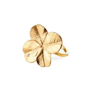 Flora Danica, statement ring, firkløver, 22K forgyldning