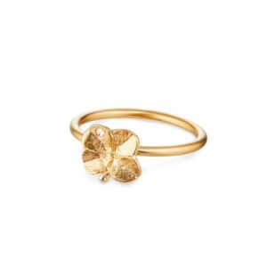 Flora Danica, ring, firkløver, dansk design, 22K forgyldning
