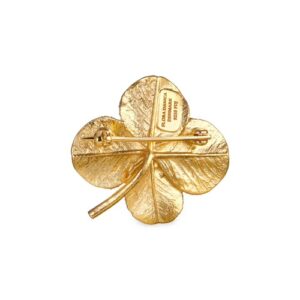 Flora Danica, firkløver, broche, 22K forgyldning