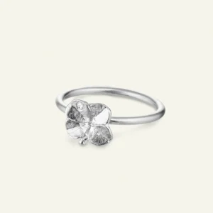 Flora Danica firkløver ring sølv