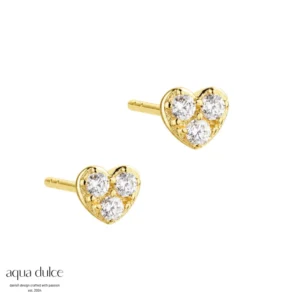 Aqua Dulce tiny heart ørestikker forgyldt