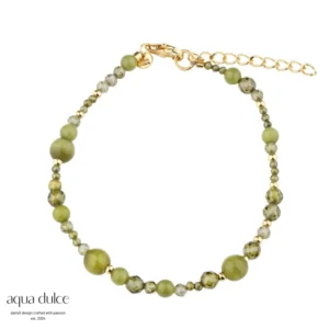Aqua Dulce AYA olive Stone armbånd forgyldt