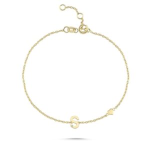 14kt guld bogstav armbånd med 0.005 w/si - S