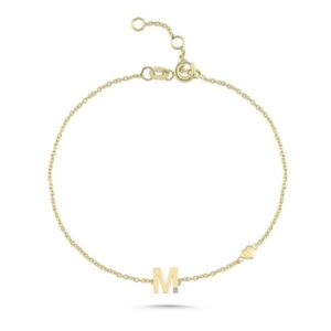 14kt guld bogstav armbånd med 0.005 w/si - m