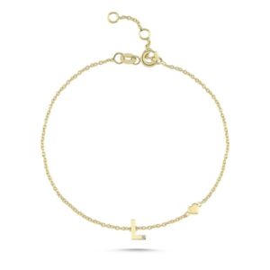 14kt guld bogstav armbånd med 0.005 w/si - L
