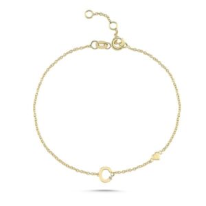 14kt guld bogstav armbånd med 0.095 w/si - c