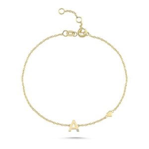 14kt guld bogstav armbånd med 0.005 w/si - a